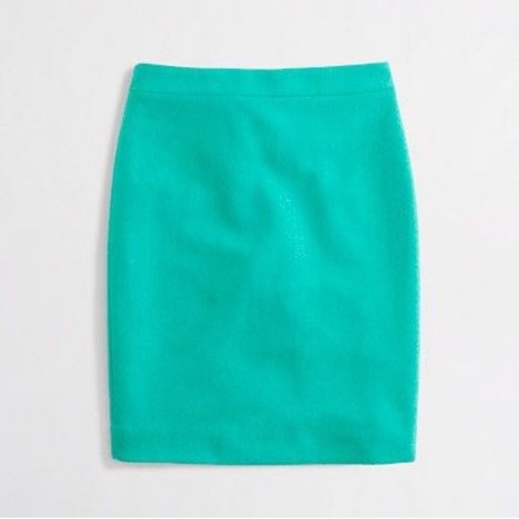 J. Crew Factory Skirts Teal Pencil Skirt In Doubleserge Wool Poshmark